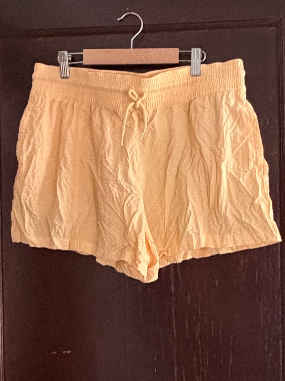 Women’s Pale Yellow Drawstring Athletic Shorts